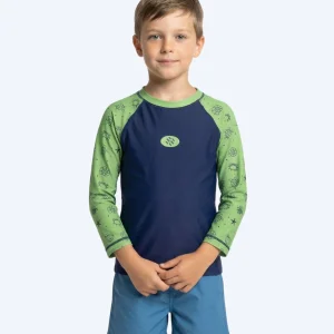 Watery UV-tröja för barn - Brandman Långärmad Rashguard - Grön/Blå