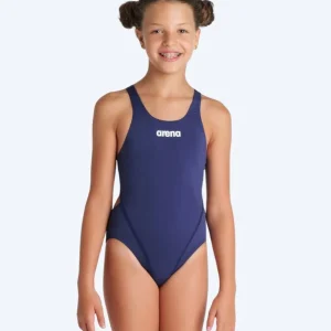 Arena baddräkt för flickor - Team Swim Tech Solid - Mörkblå