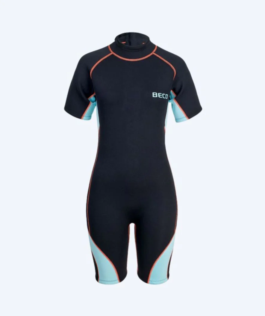 Beco neopren våtdräkt för dam - Neoprene Shorty - Svart/ljusblå - Bild 3