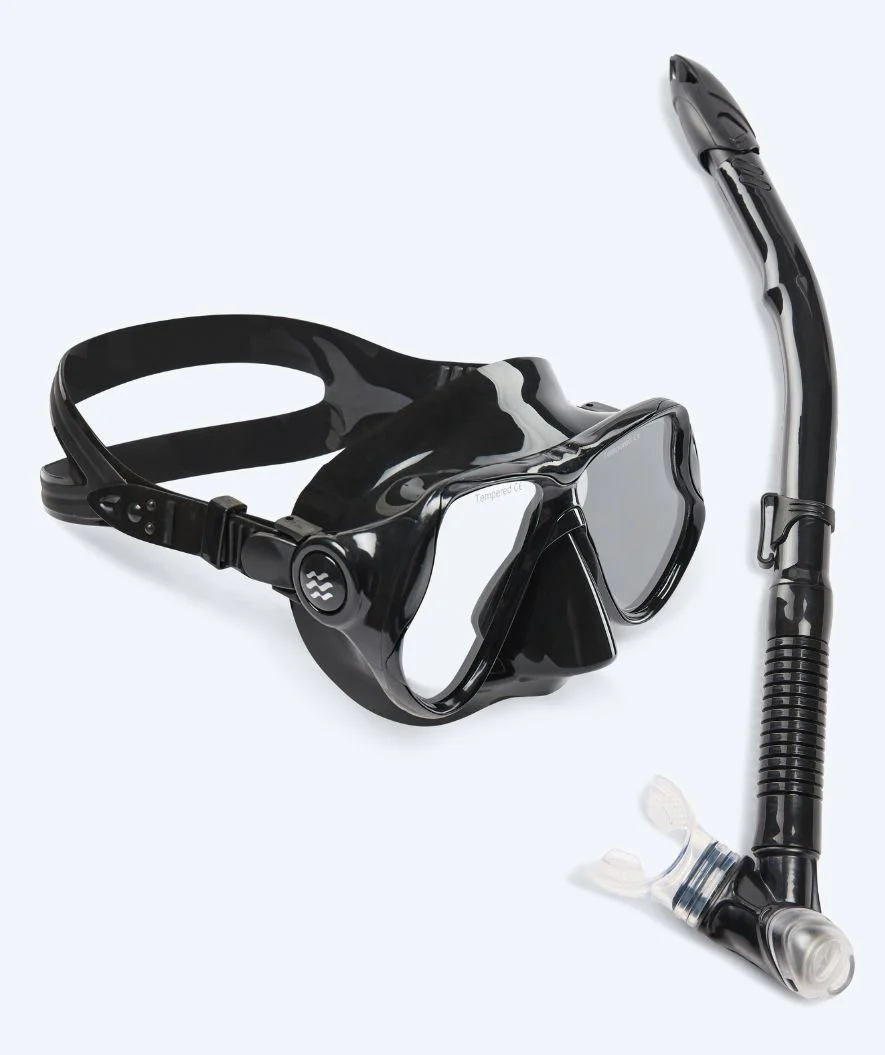 Watery Combo snorkelset för vuxna - Hudson Semi-Dry - Svart - Bild 2