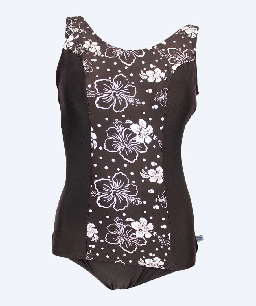 Mirou baddräkt plus size m. blommor för dam - 1180s - Svart/vit - Bild 2