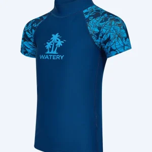 Watery UV-tröja för barn - Katsu Kortärmad Rashguard - Blå/mörkblå