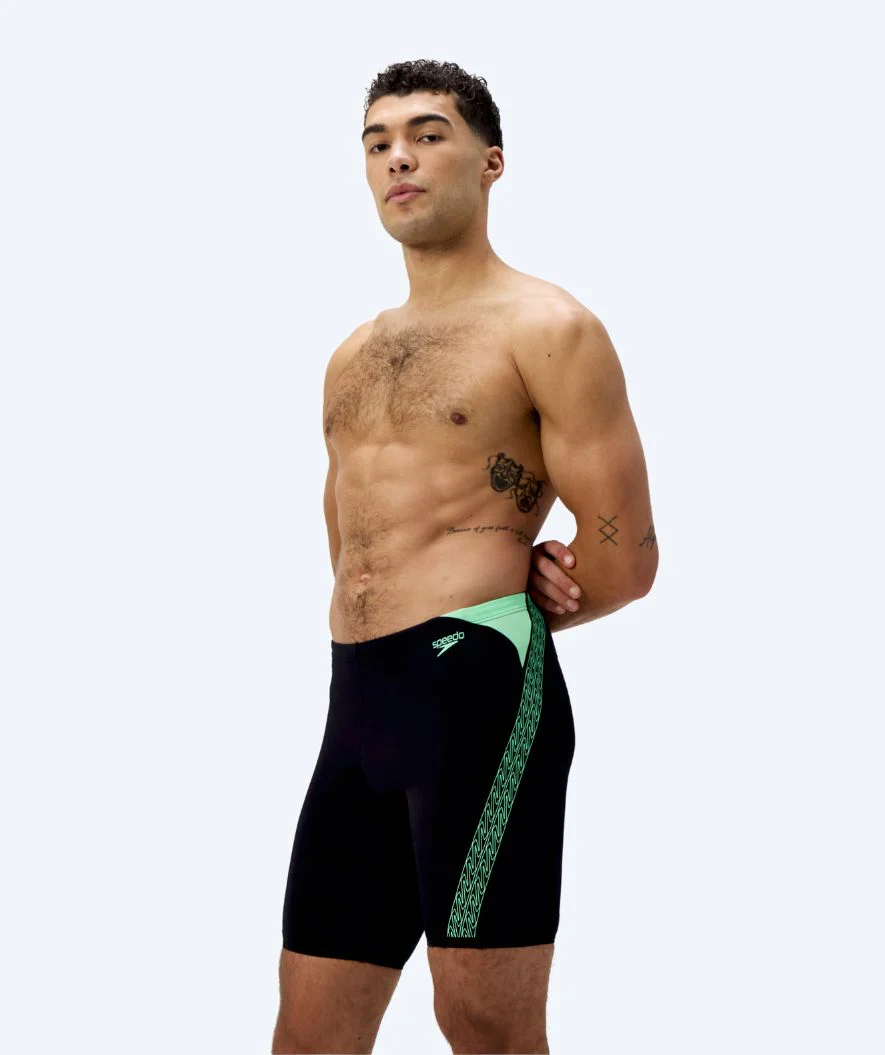 Speedo långa badbyxor för herr - Hyperboom Splice - Svart/grön - Bild 5