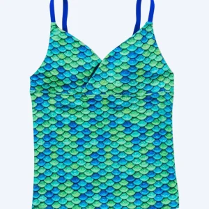 Fin Fun tankini top för barn - Aussie Green