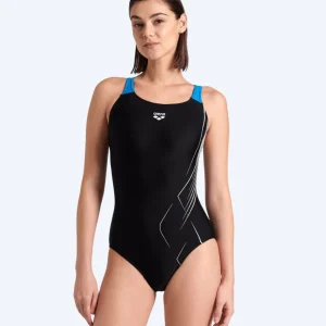 Arena baddräkt för dam - Swim Pro Back Dive - Svart/lila