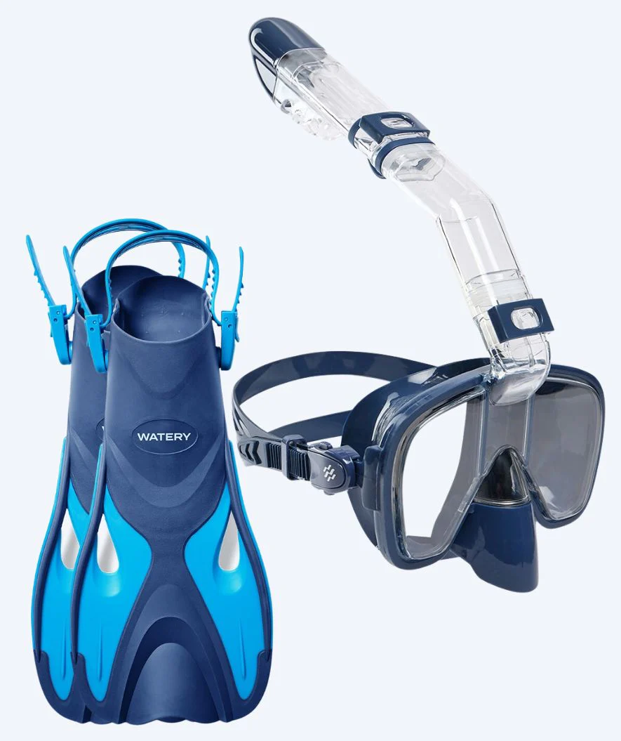 Watery snorkelset för barn - Fisher/Pearl - Blå/mörkblå