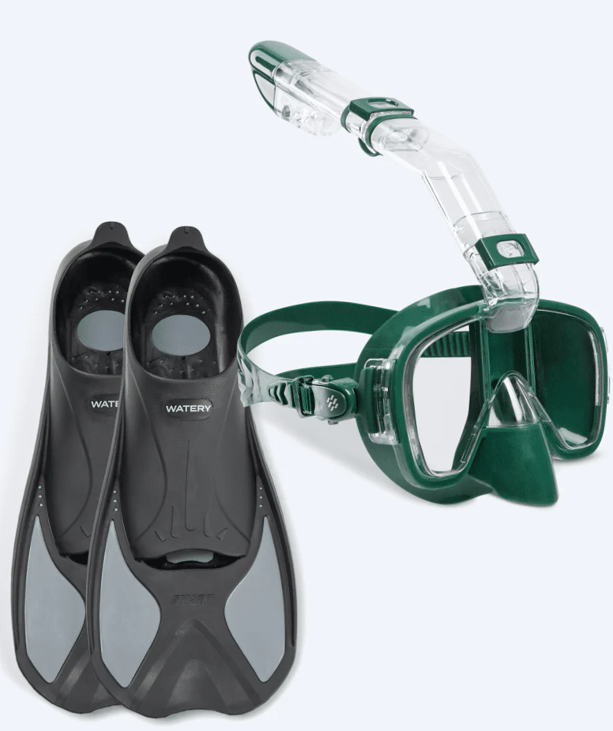 Watery snorkelset för vuxna - Pike/Pearl - Mörkgrön