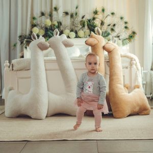 Handgjord Stor Gosedjur Fluffig Kräm Alpaca - 1.20 meter hög