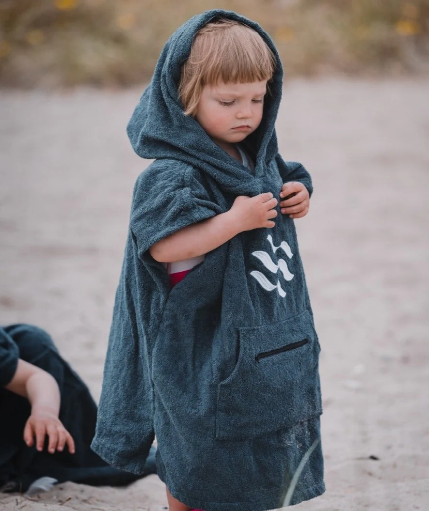 Watery badponcho för barn (1-6) - Bomull - Svart - Bild 5