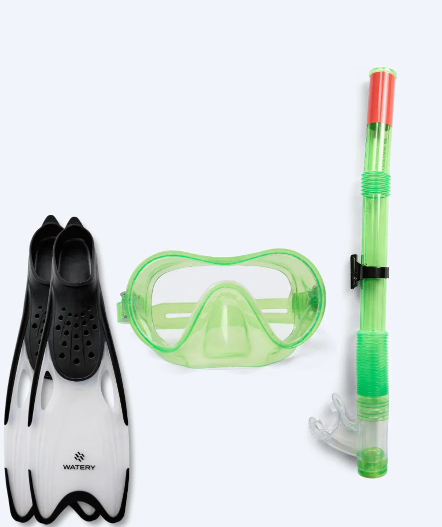Watery snorkelset för junior (8-15) - Jubal/Rilian - Grön/svart - Bild 2