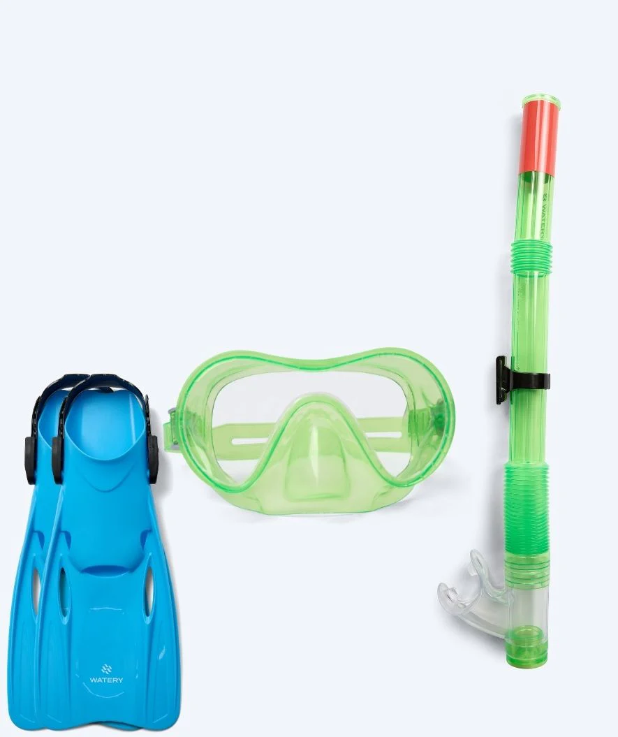 Watery snorkelset för junior (8-15) - Jubal/Fleetwood - Grön/blå - Bild 2
