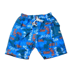 Blå badbyxor med UV-skydd (Banz Blue Graffiti Shorts)